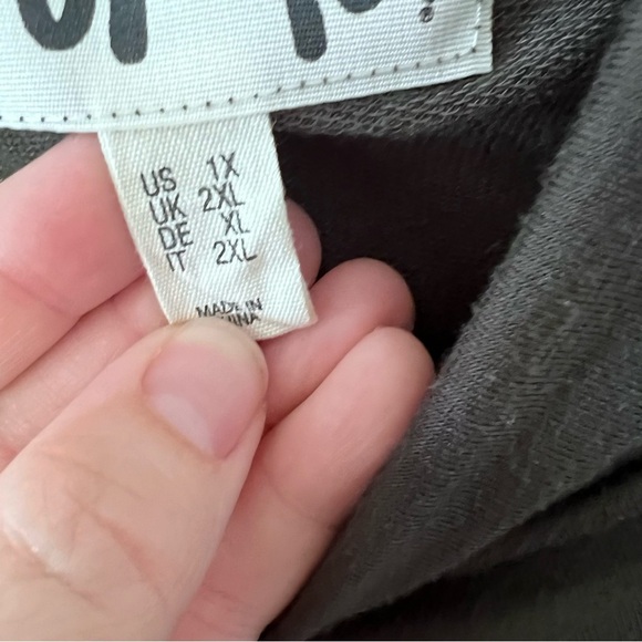 Peace Love World Oversized Drawstring Top in Olive Green size 1X - Picture 8 of 9